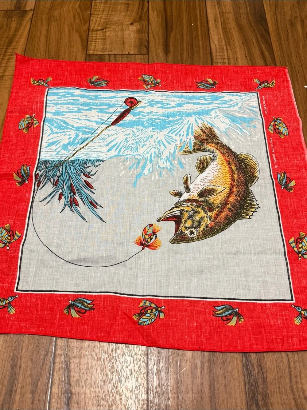 Vintage Fishing Bandana AOP Fish Made in USA 22x22